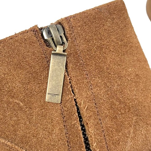 Yves Saint Laurent Wyatt Brown Suede Harness Boots - Picture 8 of 15